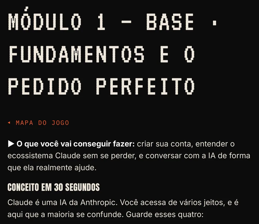 Página de abertura da Fase 1 do Detonado: o que você vai conseguir fazer e o conceito em 30 segundos