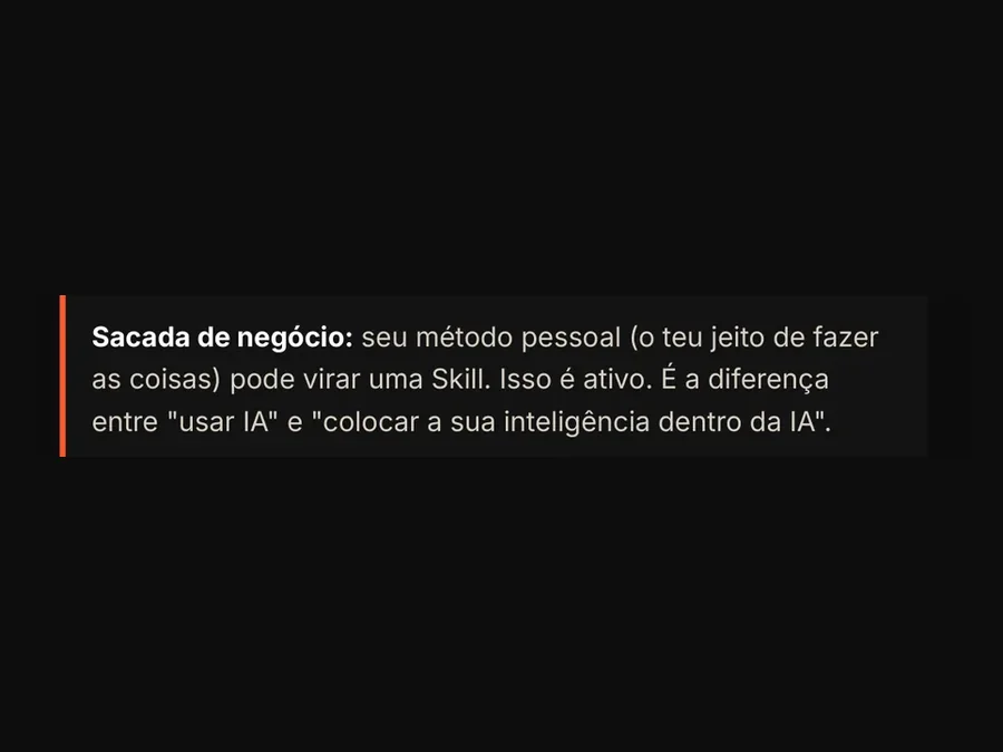 Trecho do Detonado com uma sacada de negócio: o seu método virando skill